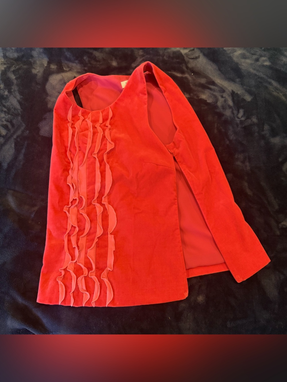 Sleeveless Red Ruffled Front Tank Top - Picture 4 of 5